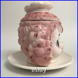 Vintage Lefton Pink Poodle Chef Jam Jar