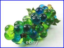 Vintage Lucite Acrylic Grape Cluster Lime Green Turquoise Blue MCM