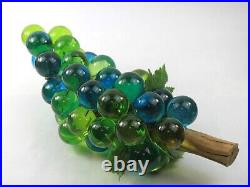 Vintage Lucite Acrylic Grape Cluster Lime Green Turquoise Blue MCM