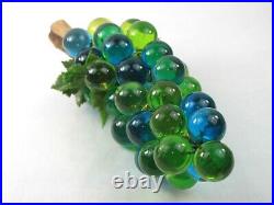 Vintage Lucite Acrylic Grape Cluster Lime Green Turquoise Blue MCM