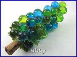 Vintage Lucite Acrylic Grape Cluster Lime Green Turquoise Blue MCM