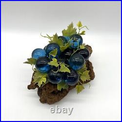 Vintage Lucite Grapes Blue Burl Driftwood Mid Century Modern Decor 1960s Kitsch