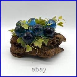 Vintage Lucite Grapes Blue Burl Driftwood Mid Century Modern Decor 1960s Kitsch