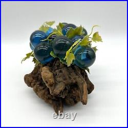 Vintage Lucite Grapes Blue Burl Driftwood Mid Century Modern Decor 1960s Kitsch