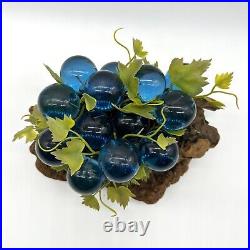 Vintage Lucite Grapes Blue Burl Driftwood Mid Century Modern Decor 1960s Kitsch