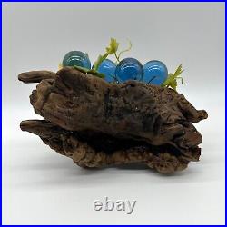 Vintage Lucite Grapes Blue Burl Driftwood Mid Century Modern Decor 1960s Kitsch