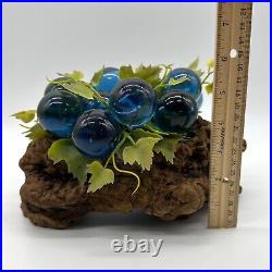 Vintage Lucite Grapes Blue Burl Driftwood Mid Century Modern Decor 1960s Kitsch