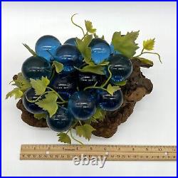 Vintage Lucite Grapes Blue Burl Driftwood Mid Century Modern Decor 1960s Kitsch