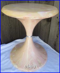 Vintage Lucite Marbled Swirl Pink White Yellow Atomic Space Age Tulip Side Table