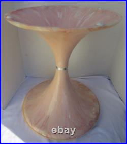 Vintage Lucite Marbled Swirl Pink White Yellow Atomic Space Age Tulip Side Table