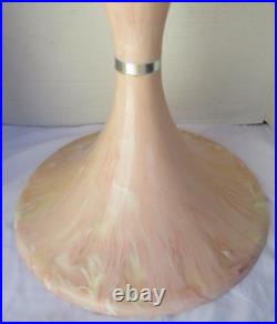 Vintage Lucite Marbled Swirl Pink White Yellow Atomic Space Age Tulip Side Table