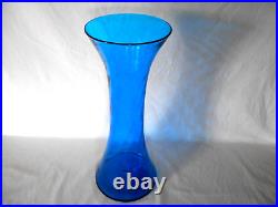 Vintage MCM BLENKO 20 BLUE OPTIC SWIRL GLASS FLOOR VASE by Joel Myers