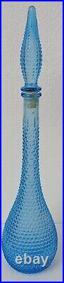 Vintage MCM Empoli Genie Bottle Blue Decanter 21.5 Tall