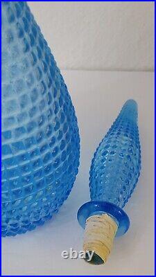 Vintage MCM Empoli Genie Bottle Blue Decanter 21.5 Tall