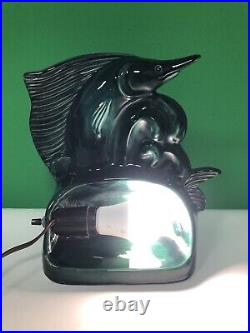 Vintage MCM Green SWORD FISH Marlin MID CENTURY TV LAMP Light 1950-60 Retro