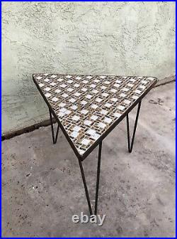 Vintage MCM MID Century Mosaic Tile End Table Hairpin Legs Side Plant Stand