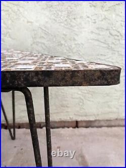 Vintage MCM MID Century Mosaic Tile End Table Hairpin Legs Side Plant Stand