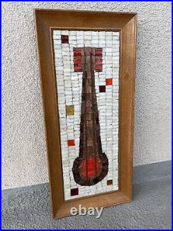 Vintage MCM Mid Century Ackerman Style Mosaic Tile Panel String Instrument Art