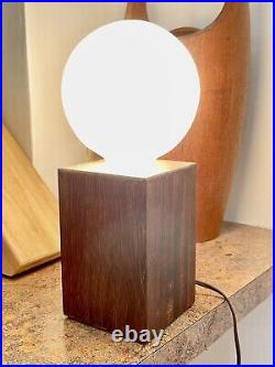Vintage MCM Mid Century Mod Original Walnut Desk Cube Lamp