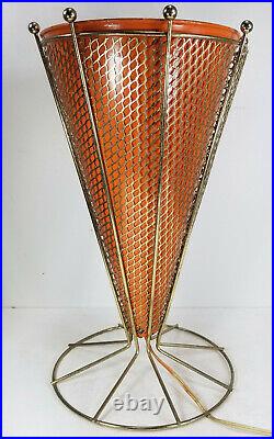 Vintage MCM Mid Century Retro Decorative Umbrella Holder Lamp Lighting Orange