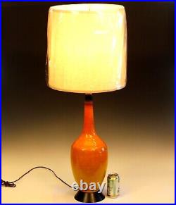 Vintage MCM Mid Century Space Age Modern Pottery Lamp Crackle Glaze 1960s Retro