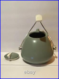 Vintage MCM Noritake Colorwave Atomic porcelain enamel Tea Kettle Green