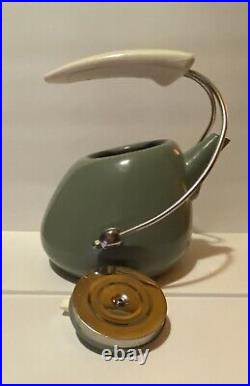 Vintage MCM Noritake Colorwave Atomic porcelain enamel Tea Kettle Green