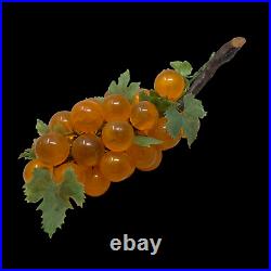 Vintage MCM Orange Lucite Grapes 12 Driftwood Branch Mid Century Modern 1960s