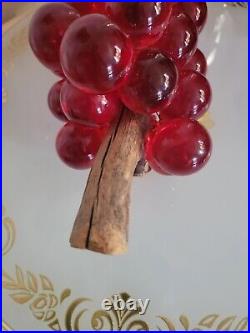 Vintage MCM Red Lucite Grapes 18 Driftwood Branch Mid Century Modern 60s