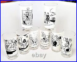 Vintage MCM Set of 8 Starlyte Risque Comic Naughty Glasses Tumblers