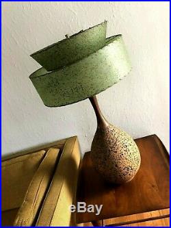 Vintage MID-CENTURY Modern FIBERGLASS Lamp SHADE 2 Tier ATOMIC Green MCM Retro
