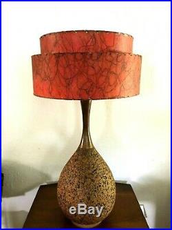 Vintage MID-CENTURY Modern RED FIBERGLASS Lamp SHADE 2 Tier ATOMIC Retro MCM 50s