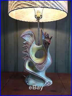Vintage MID CENTURY Stylized ROOSTER Chicken TABLE LAMP Retro Modern MCM Rare