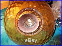Vintage MID Century 38 Amber Glass Swag Hanging Lamp-big- Retro-vgc