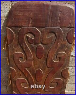 Vintage MID Century Carved Wood Panel Sculpture Abstract Tribal Hawaiian Tiki