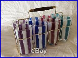 Vintage MID Century Modern Retro Glasses Tumblers Cocktail Caddy Carrier