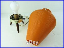 Vintage MID Century Modern Tripod Orange Beehive Lamp Light Atomic Retro Light