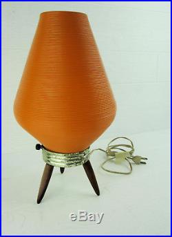 Vintage MID Century Modern Tripod Orange Beehive Lamp Light Atomic Retro Light
