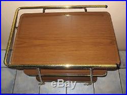 Vintage MID Century Retro 3 Tier Metal Brown Costco Expandable Serving/ Bar Cart