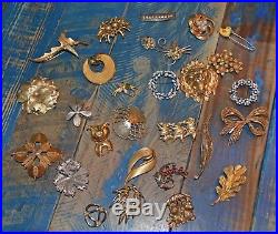 Vintage MID Century Retro Jewelry Brooch Lot! 28 Pieces! Christian Dior By Krame