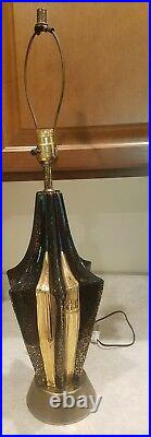 Vintage Mayfield lamp corporation mid-century gold/black lamp