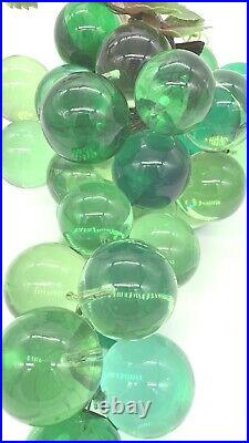 Vintage Mid Century 1960s Greeen Lucite Acrylic (Glass) Grapes Cluster Large