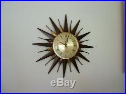 Vintage Mid Century 1960s Retro METAMEC Sunburst Starburst Wall Clock