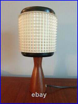 Vintage Mid Century 50s 60s 70s Teak Lamp Base + Perspex Plastic Shade