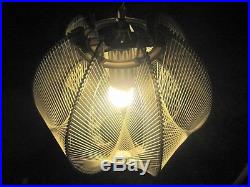 Vintage Mid Century Atomic String Wires Hanging Ceiling Swag Lamp Retro Cool