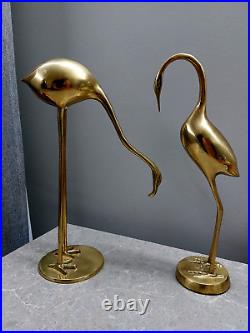 Vintage Mid-Century Beautiful Pair of Brass Birds Sculptures Space Age