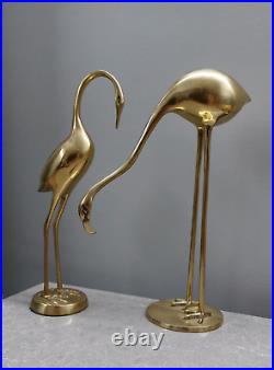 Vintage Mid-Century Beautiful Pair of Brass Birds Sculptures Space Age