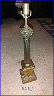 Vintage Mid Century Brass Corinthian Column Table Lamp 24