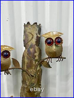 Vintage Mid Century Bronze Owl Sculpture Welcome To Our Home -Brutalist Style