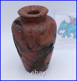 Vintage Mid Century Burl Wood Turned Vase / Bowl Sculpture MCM Signed AC
